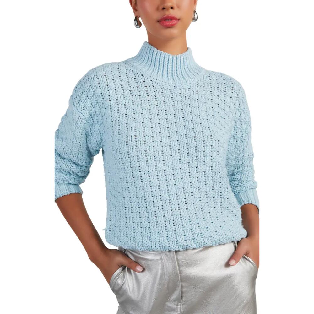 VICI Collection Kerri Basket Weave Mock Neck Sweater in Light Blue Cover