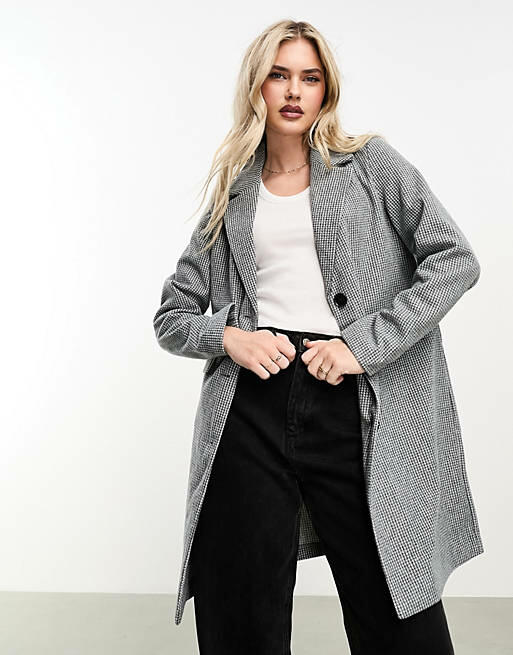 Vero Moda formal clean coat in check-Gray Cover