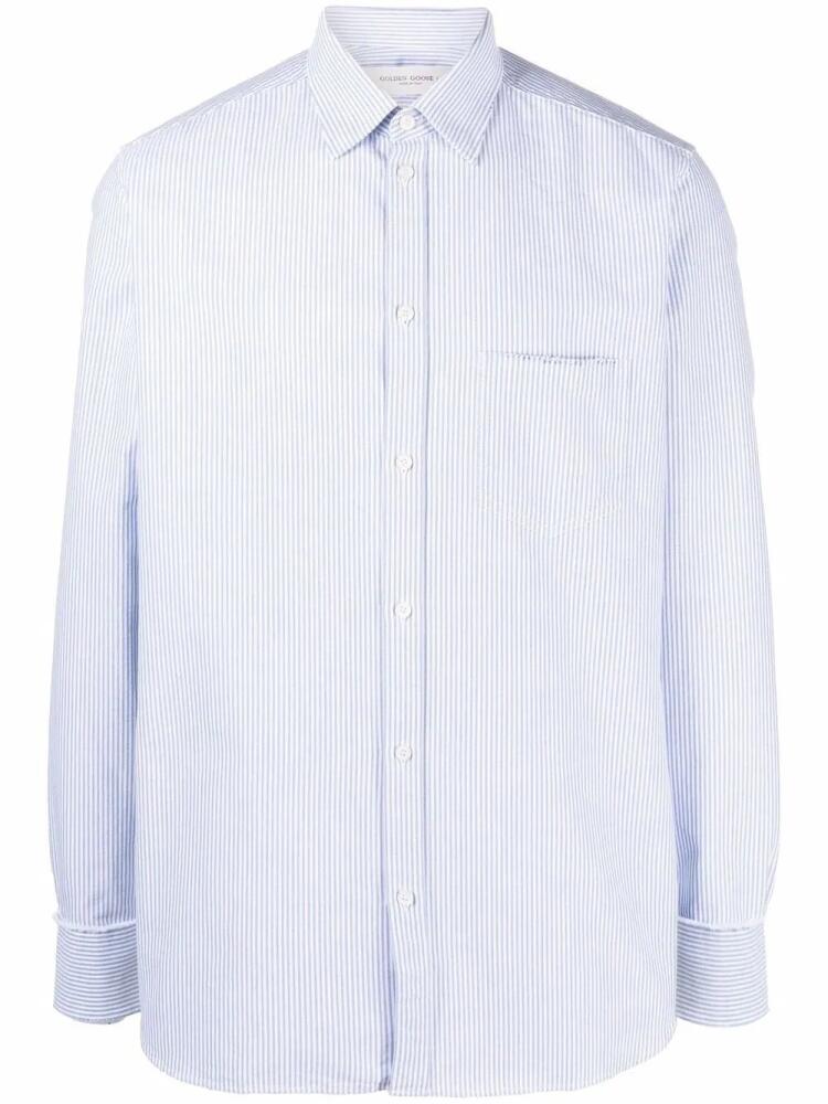 Golden Goose G logo-embroidery striped shirt - Blue Cover