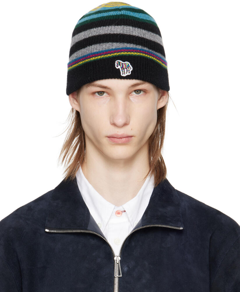 PS by Paul Smith Black & Gray Zebra Stripe Beanie Cover