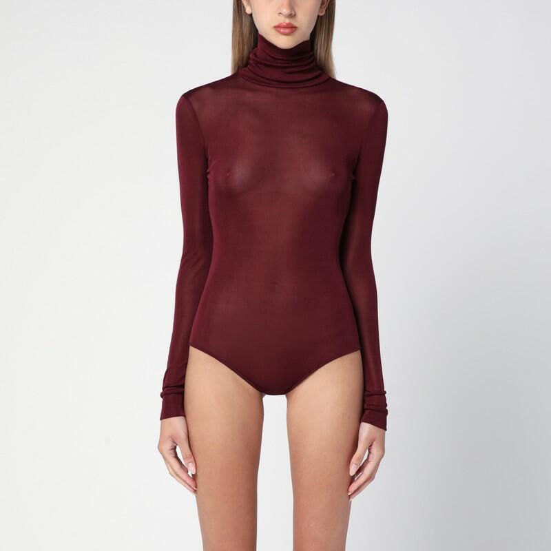 Maison Margiela Burgundy viscose-blend turtleneck bodysuit Cover