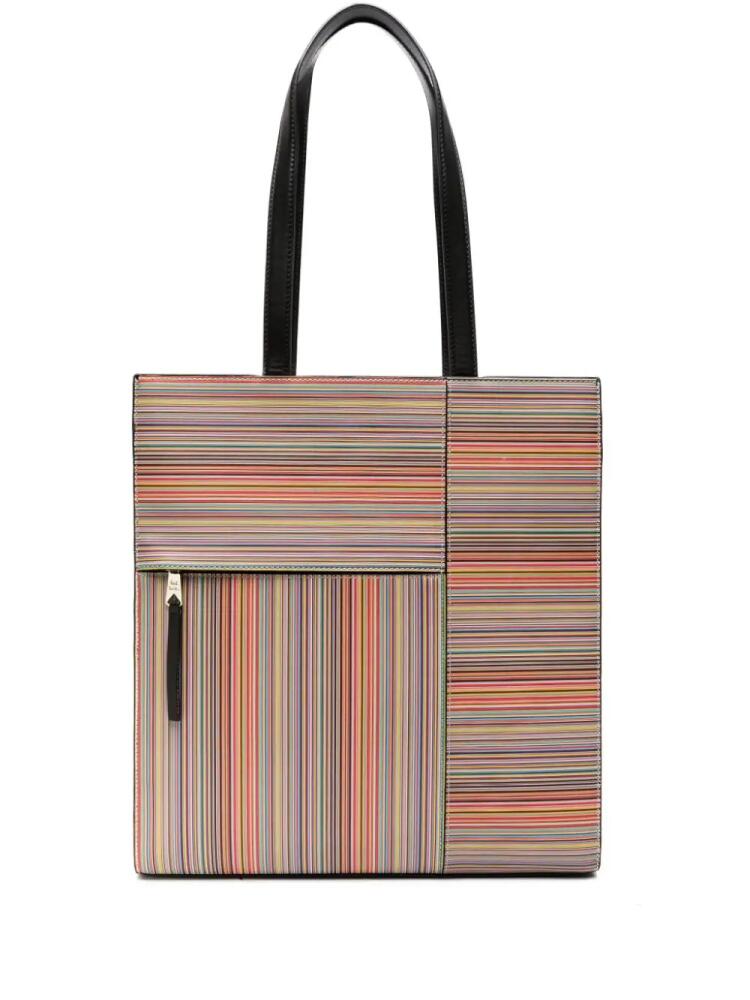 Paul Smith Signature Stripe leather tote bag - Red Cover