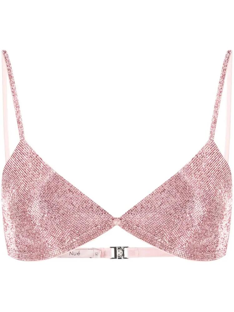 Nuè rhinestone-embellished silk bra top - Pink Cover