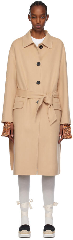 Marni Beige Topstitched Trench Coat Cover