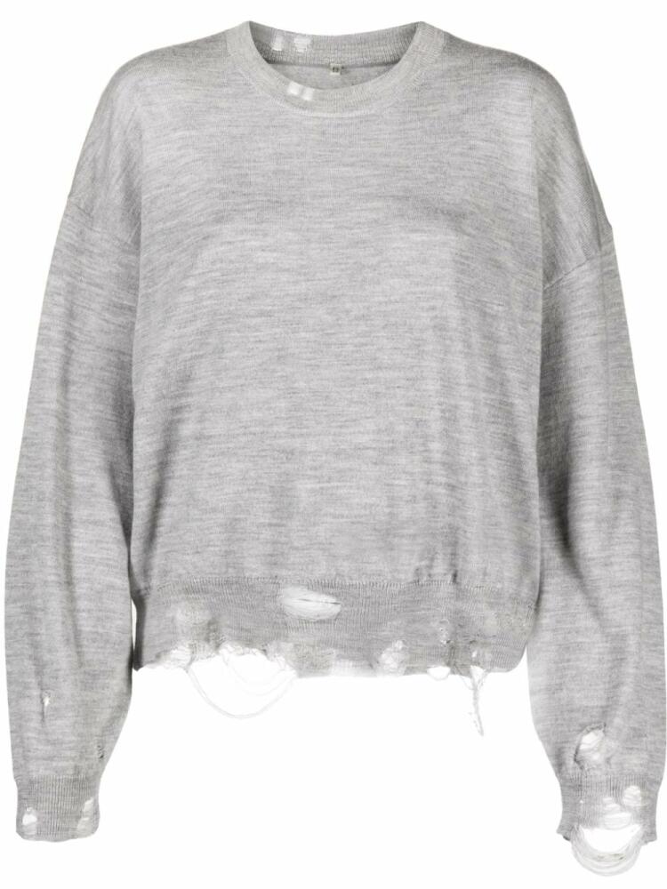 R13 distressed merino-wool jumper - Grey Cover