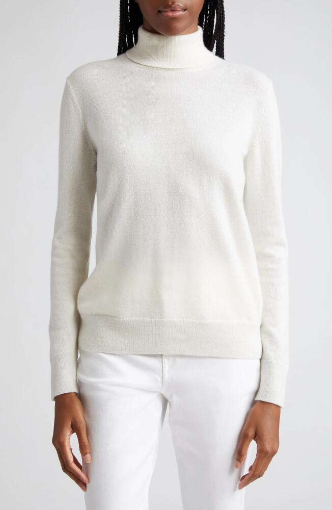 Lafayette 148 New York 148 New York Metallic Trim Cashmere Turtleneck Sweater in Cloud Cover