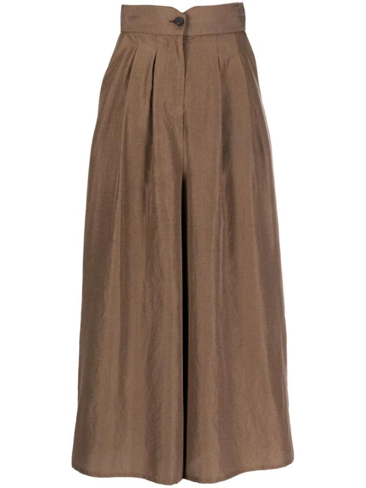 Dusan notched-waist silk palazzo pants - Brown Cover