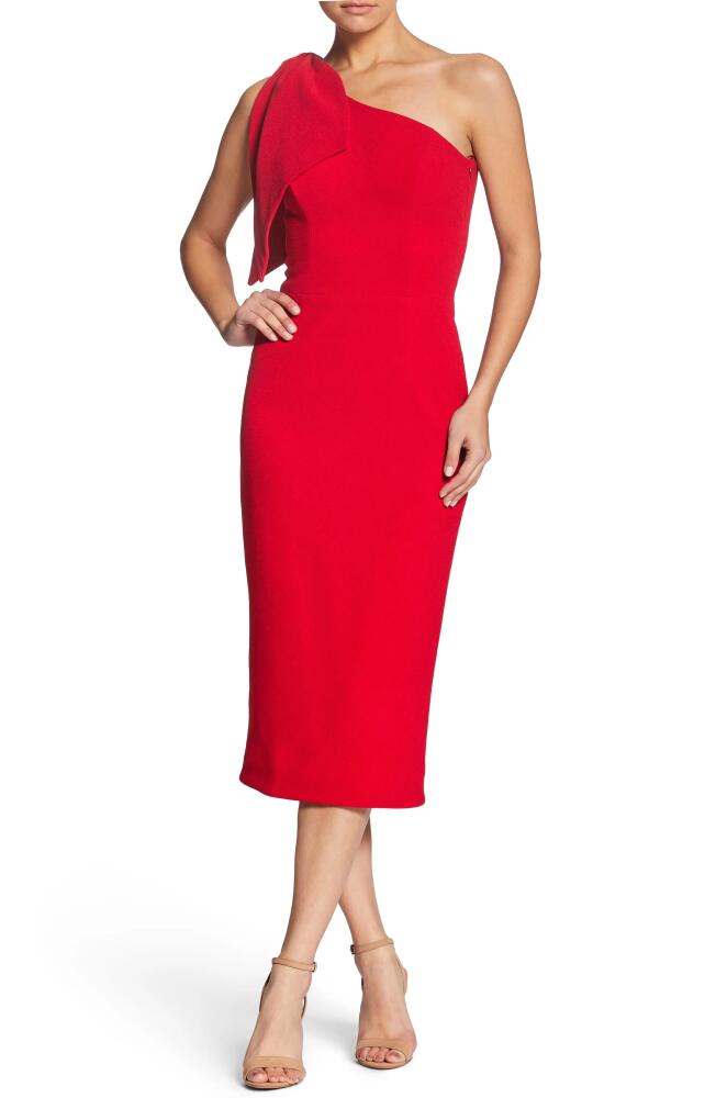 Dress the Population Tiffany One-Shoulder Midi Dress in Rouge Cover