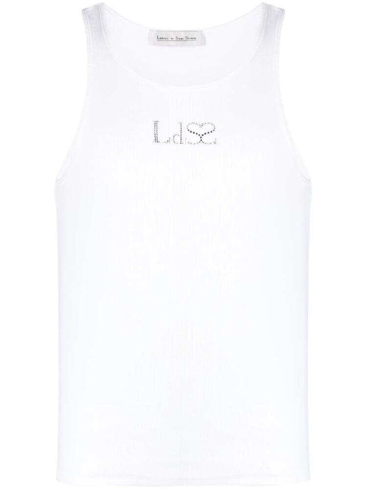 Ludovic de Saint Sernin rhinestone-logo tank top - White Cover