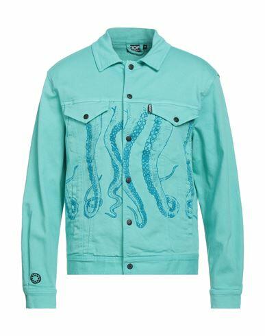 Octopus Man Denim outerwear Turquoise Cotton, Elastane Cover