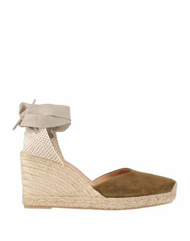 Mychalom Woman Espadrilles Military green Soft Leather, Textile fibers Cover