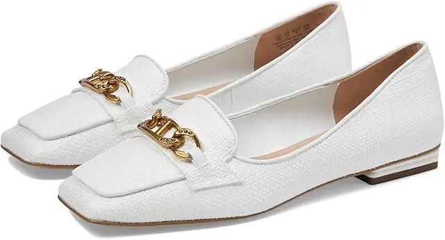 Franco Sarto Tiari Slip-On Square Toe Loafers (White Woven Fabric) Women's Flat Shoes Cover