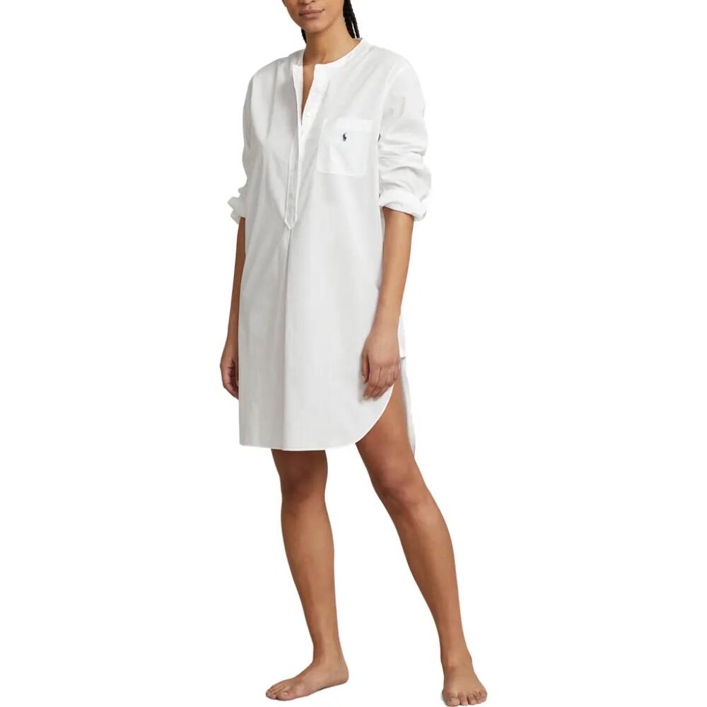 Polo Ralph Lauren Cotton Poplin Tunic Sleepshirt in White Cloud Cover