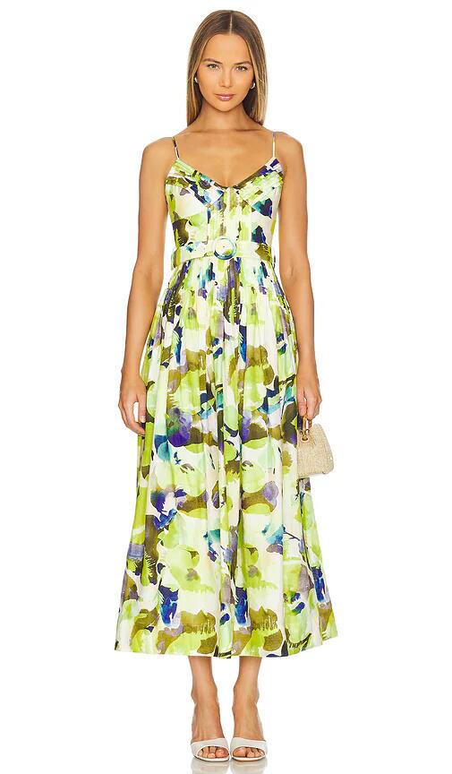 NICHOLAS Mireille Belted Midi Dress in Green Cover