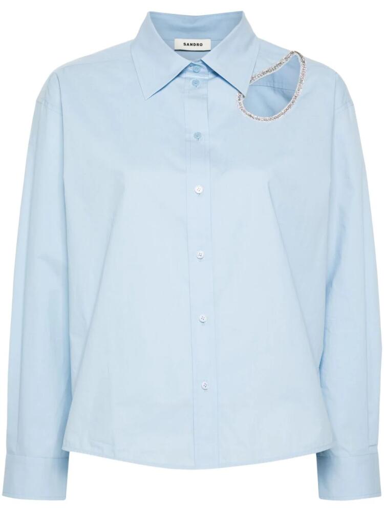 SANDRO rhinestone-trim cotton shirt - Blue Cover