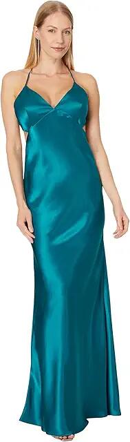 Betsy & Adam Long Charmous Spagetti Strap Tie Back (Social Mallrd) Women's Dress Cover