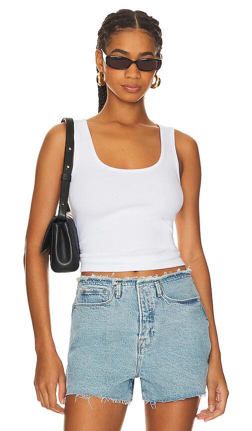 Good American Heritage Scoop Tank Top in White Cover