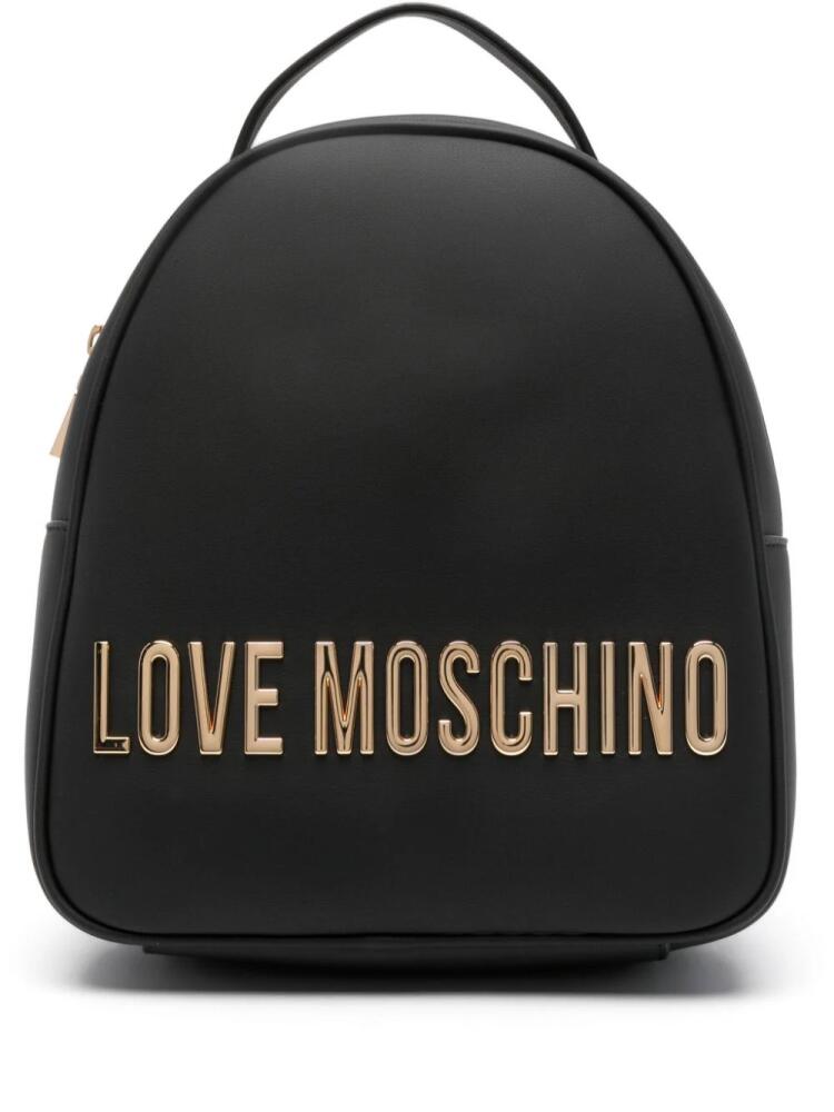 Love Moschino logo-lettering leather backpack - Black Cover