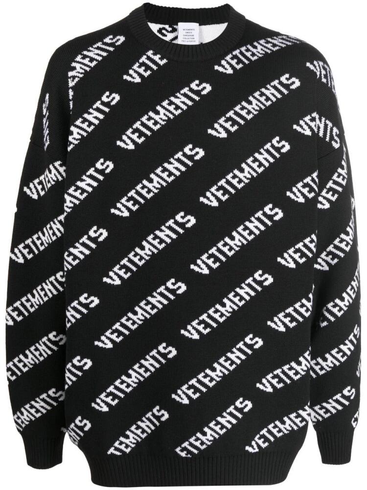 VETEMENTS logo-print crew neck jumper - Black Cover