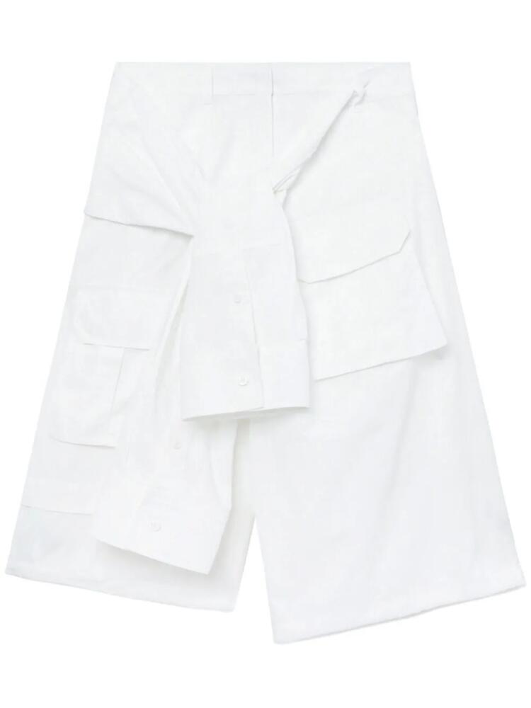 Juun.J layered draped-detail shorts - White Cover