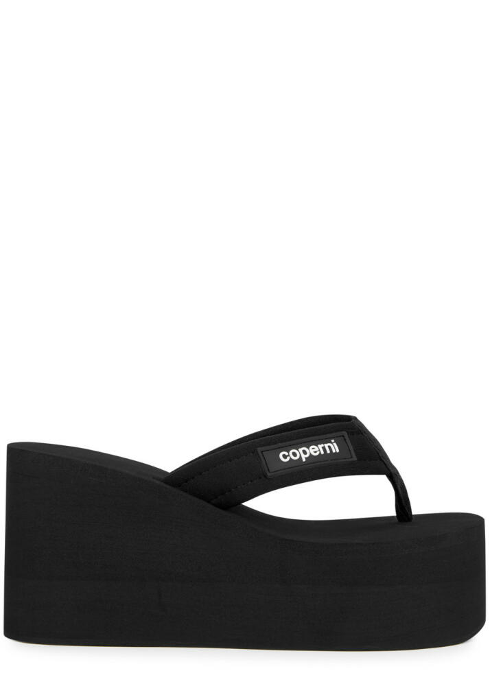 Coperni 90 Canvas Thong Wedge Sandals - Black Cover