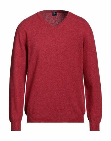 Fedeli Man Sweater Brick red Wool Cover