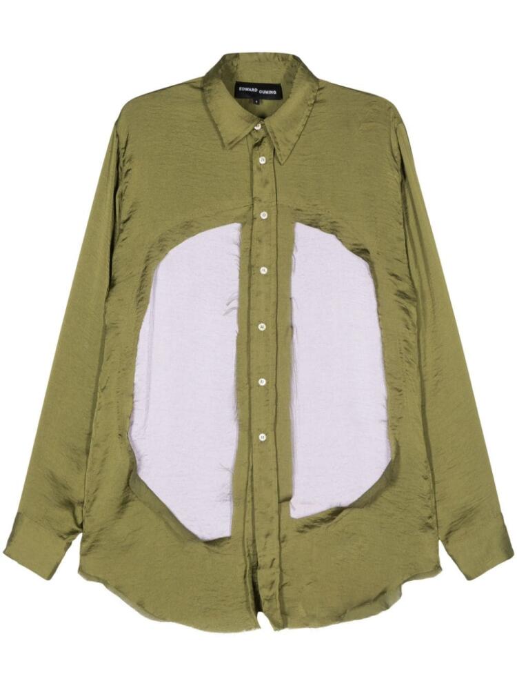 Edward Cuming patchwork-detailing shirt - Green Cover