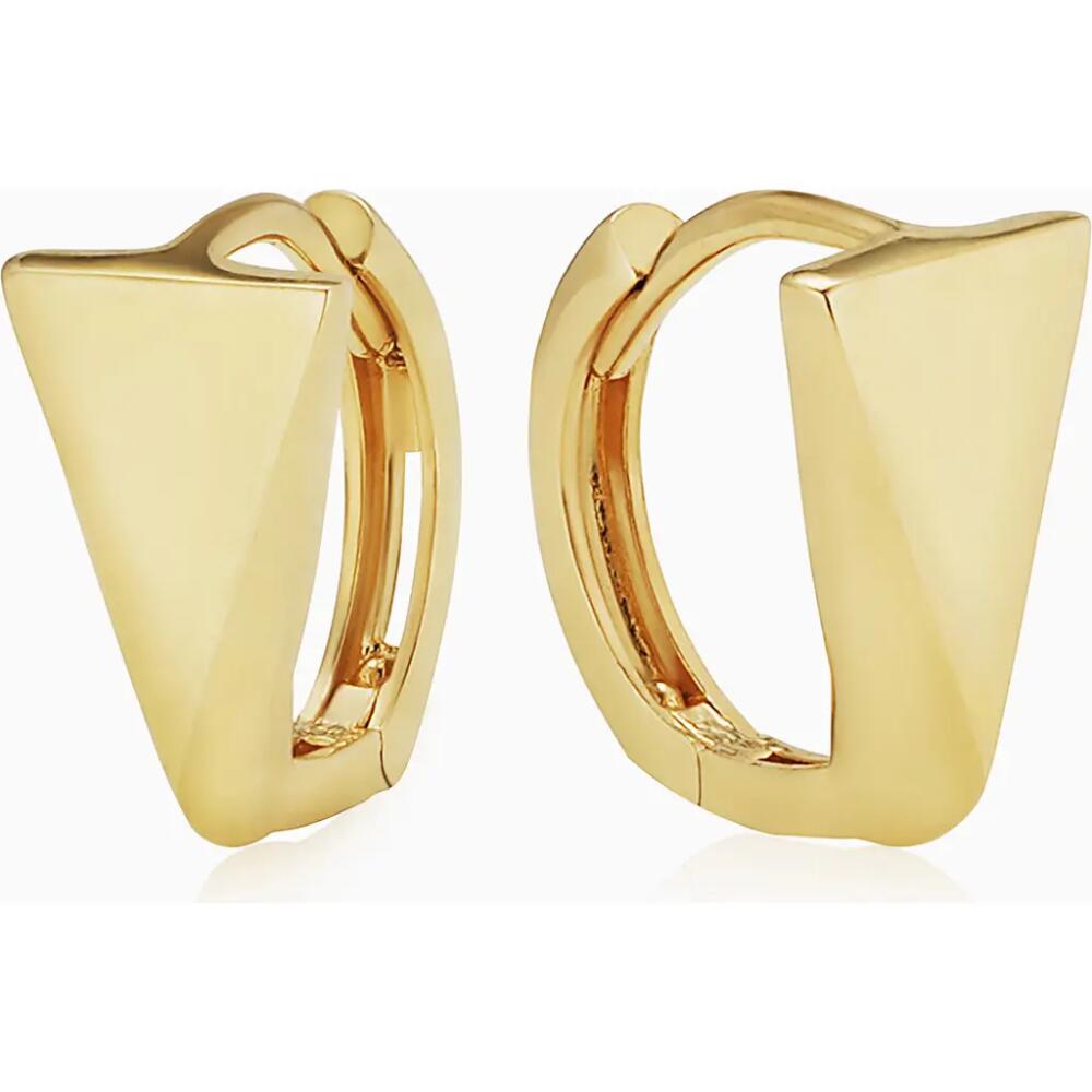 Oradina 14K Yellow Gold Prism Huggies Cover