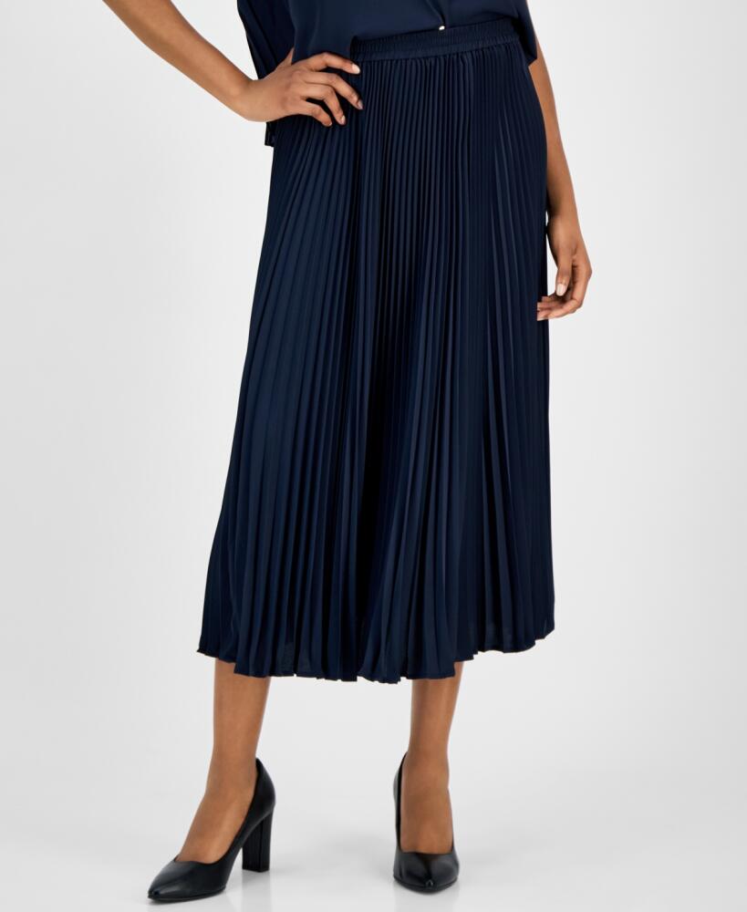 Michael Michael Kors Women's Pleated Pull-On Midi Skirt - Admiral Cover