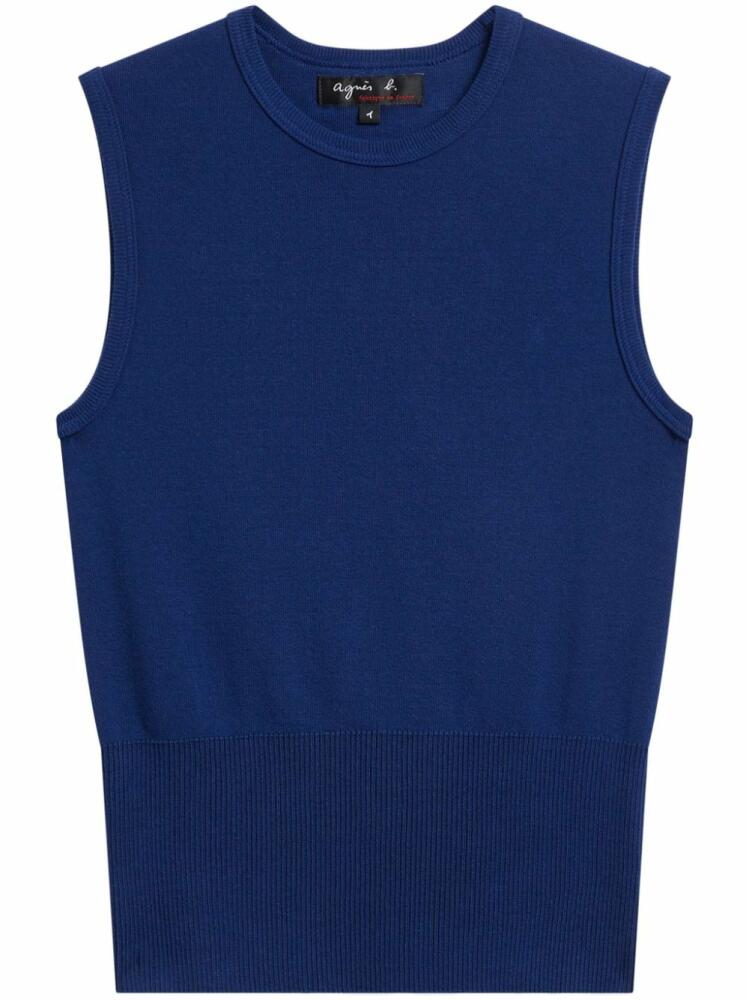 agnès b. crew-neck cotton tank top - Blue Cover