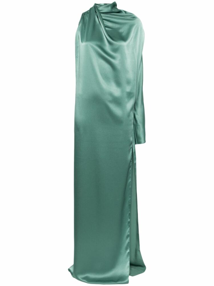 Atlein single-sleeve draped gown - Green Cover