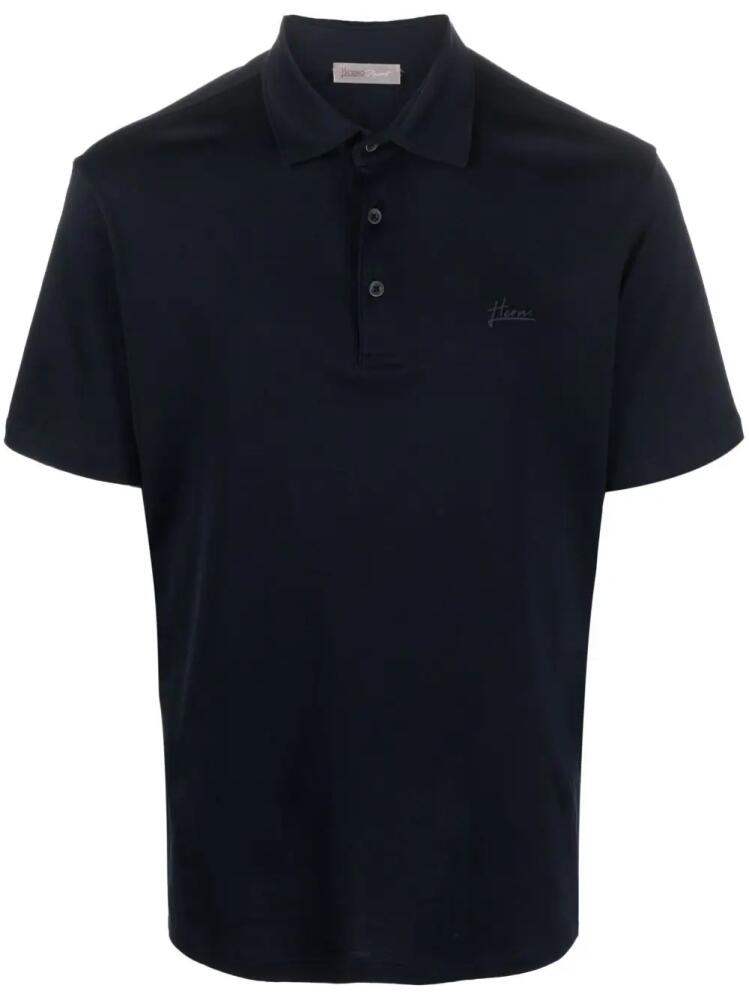 Herno embossed-logo cotton polo shirt - Blue Cover