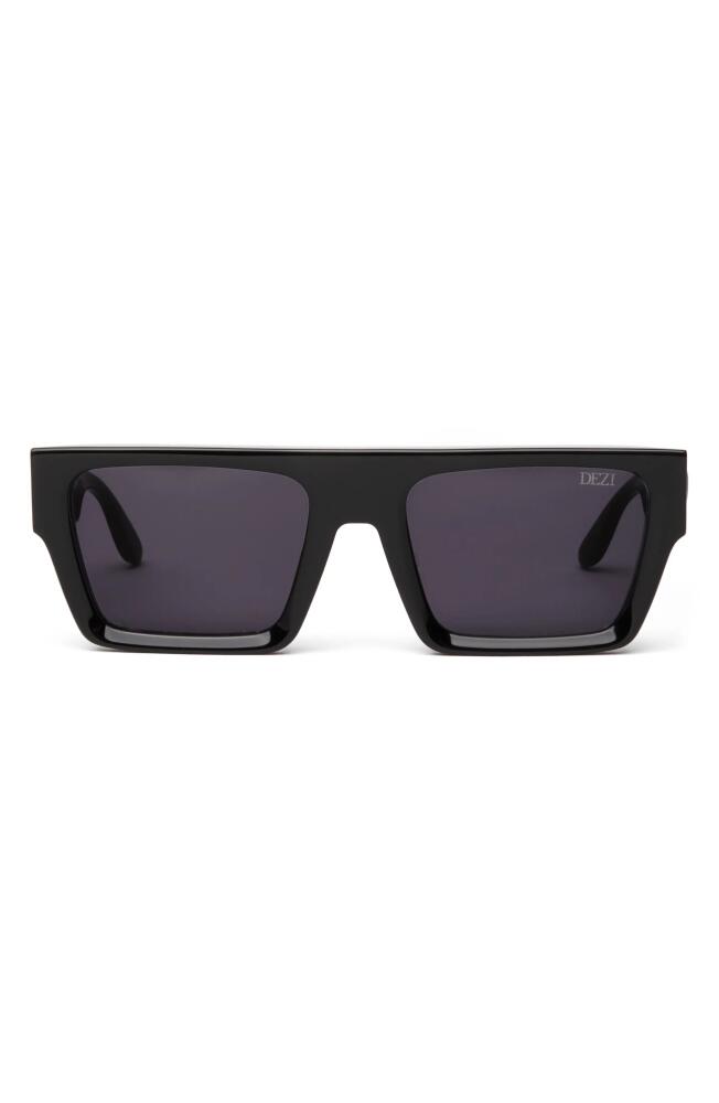 DEZI Slick 55mm Shield Sunglasses in Black /Dark Smoke Cover