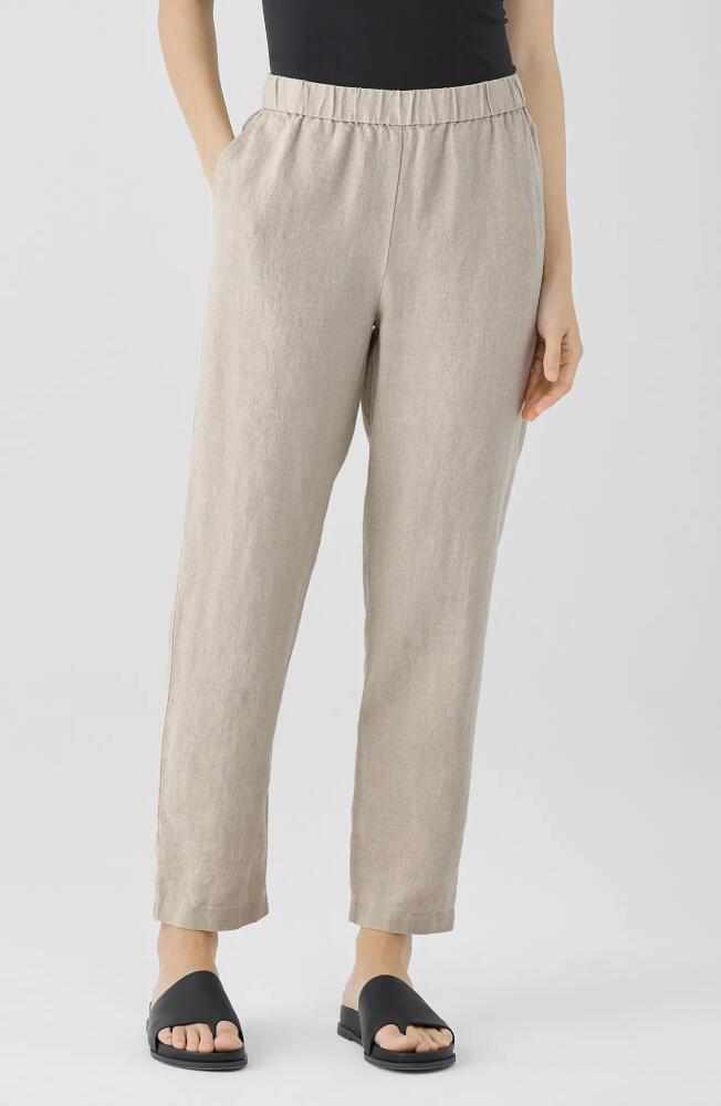 Eileen Fisher Organic Linen Ankle Straight Leg Pants in Undyed Natural Cover