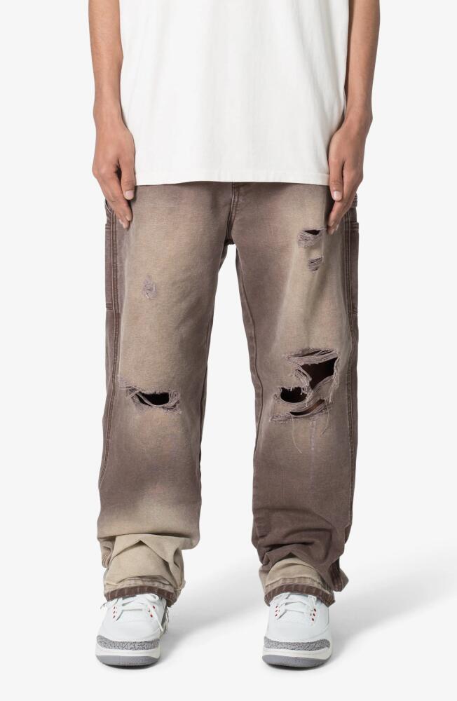 mnml Ultra Baggy Ripped Work Pants in Brown Cover