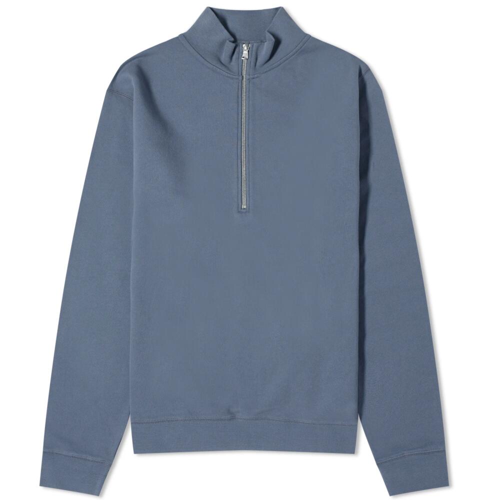 Sunspel Men's Loopback Half Zip Sweater in Slate Blue Cover