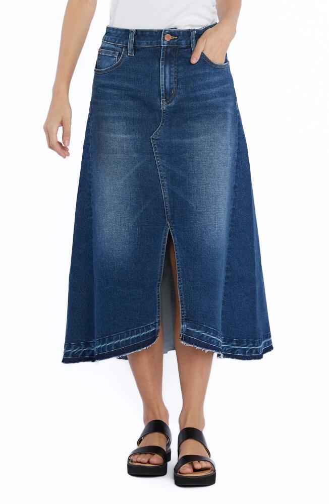 Wash Lab Denim Align Slit Front Denim Midi Skirt in Blue Jade Cover