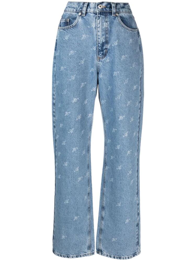 Axel Arigato initial-print straight-leg jeans - Blue Cover