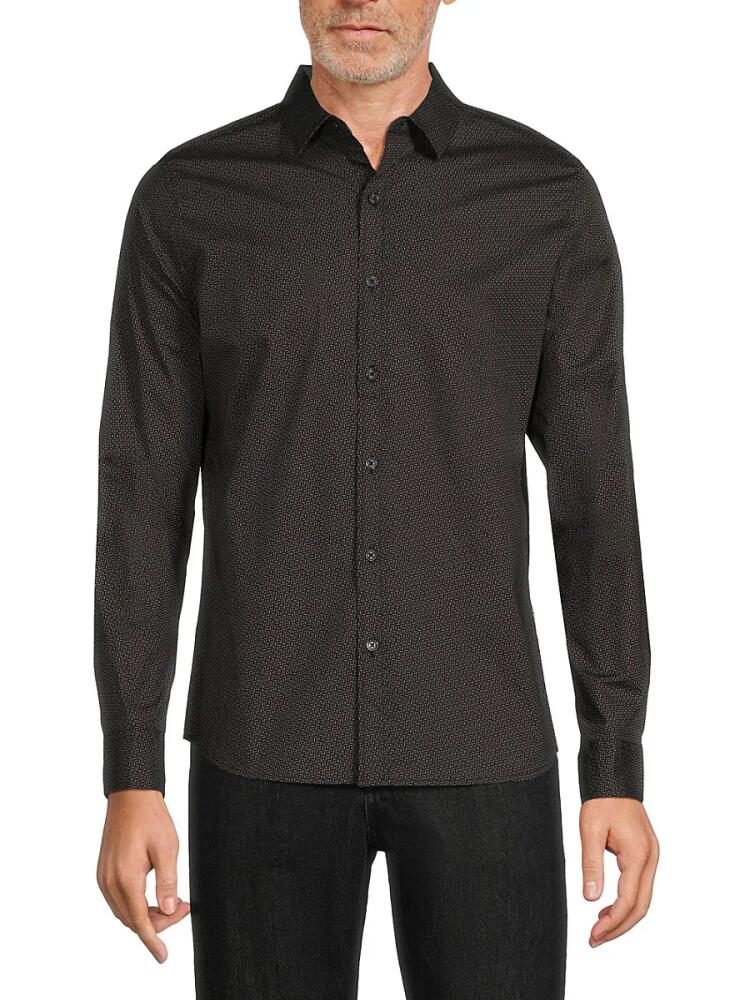 DKNY Men's Remy Print Long Sleeve Shirt - Black Cover