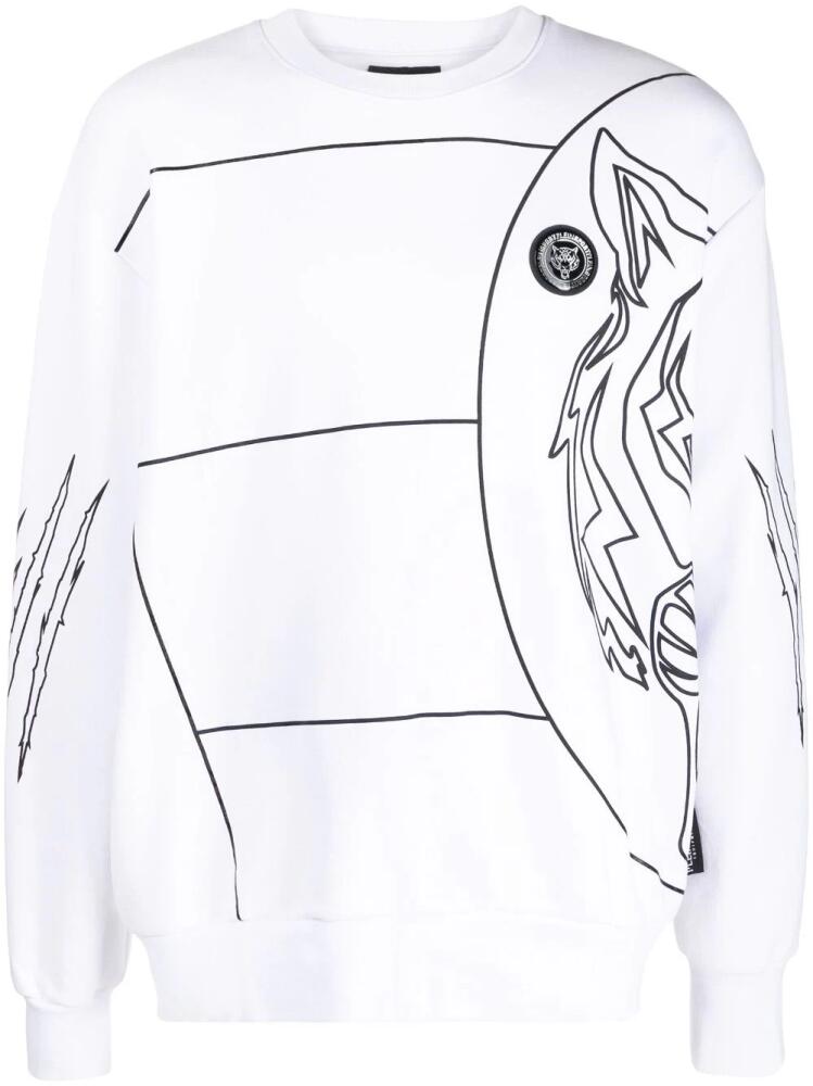 Plein Sport logo tiger-print sweatshirt - White Cover