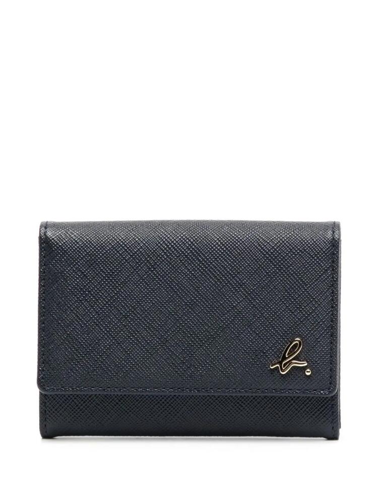 agnès b. logo-plaque detail wallet - Blue Cover