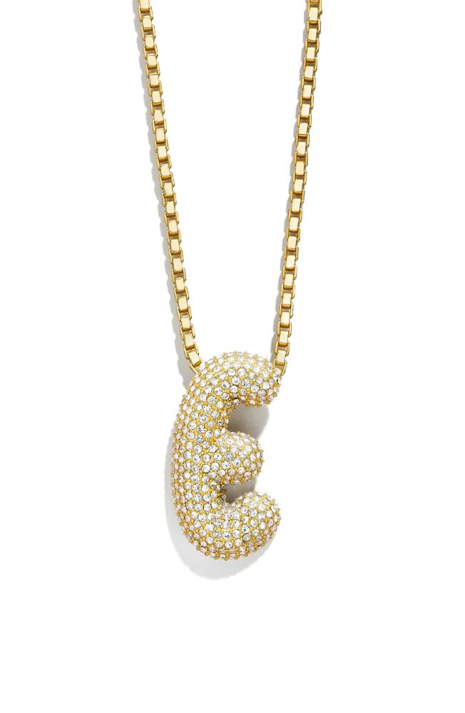 BaubleBar Pavé Crystal Bubble Initial Pendant Necklace in Gold E Cover