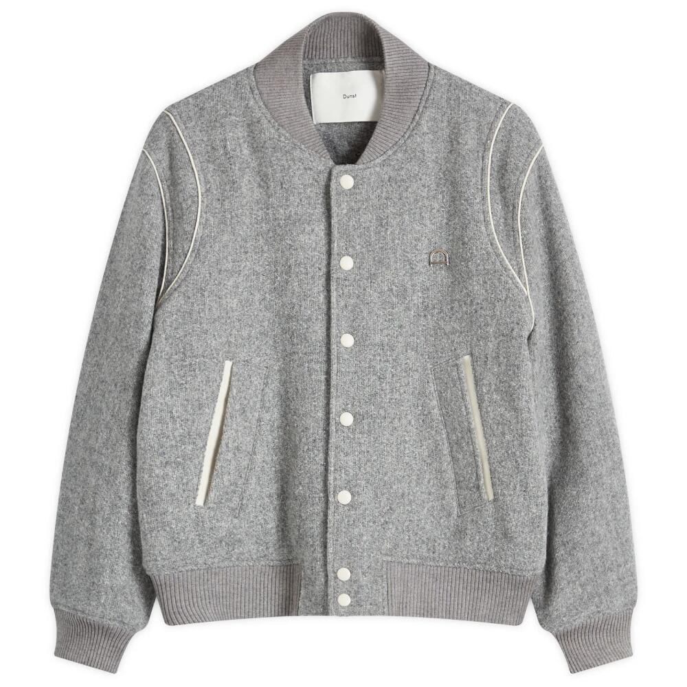 DUNST Women's Unisex Wool Varsity Jacket in Melange Grey Cover