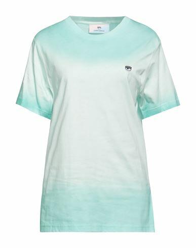 Chiara Ferragni Woman T-shirt Turquoise Cotton Cover