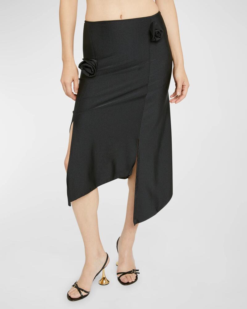 Coperni Flower-Applique Slit Asymmetric Midi Skirt Cover