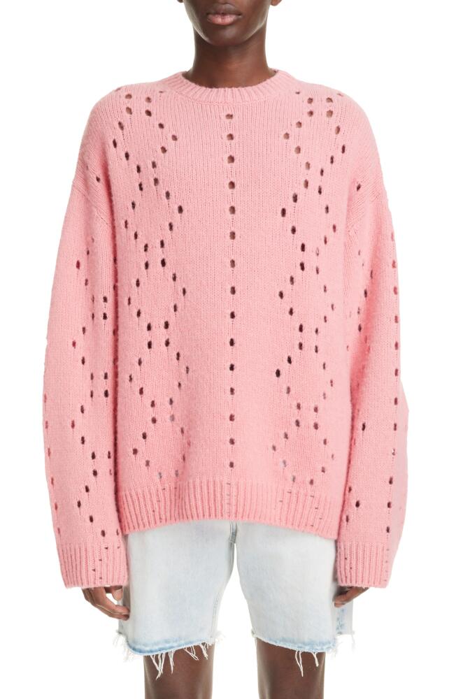 Givenchy Oversize Pointelle Stitch Crewneck Sweater in Flamingo Cover