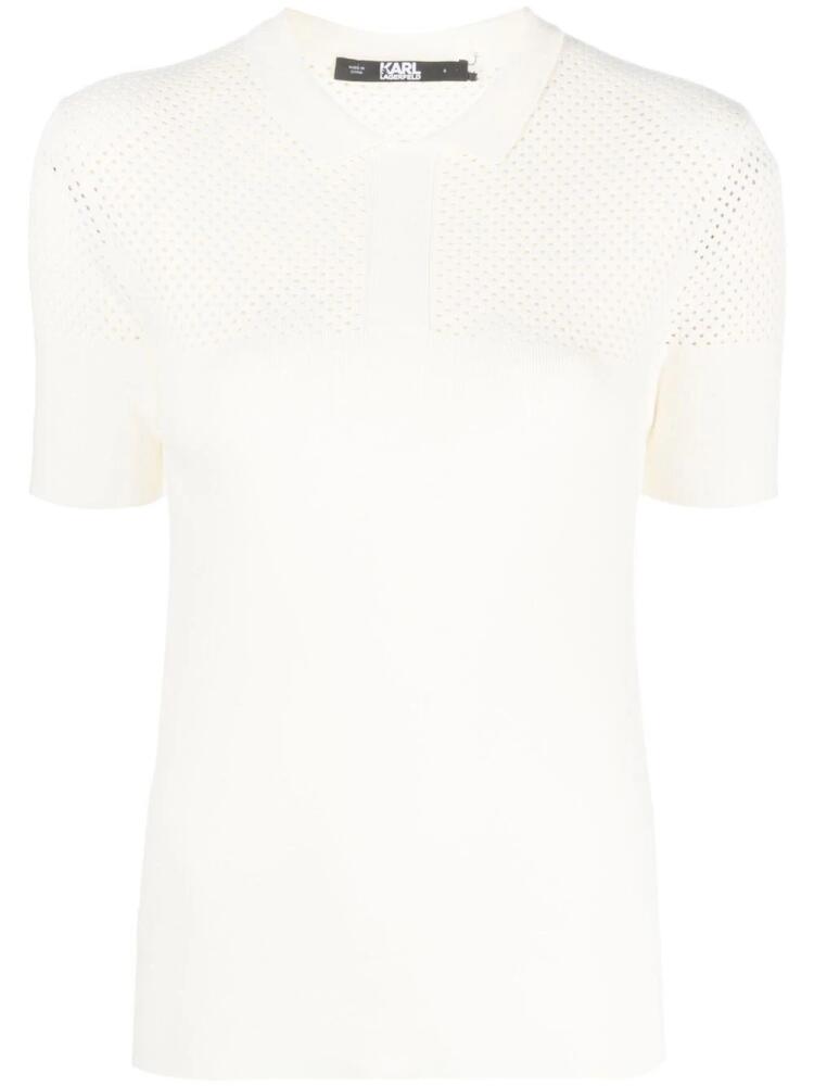 Karl Lagerfeld open-knit polo shirt - White Cover