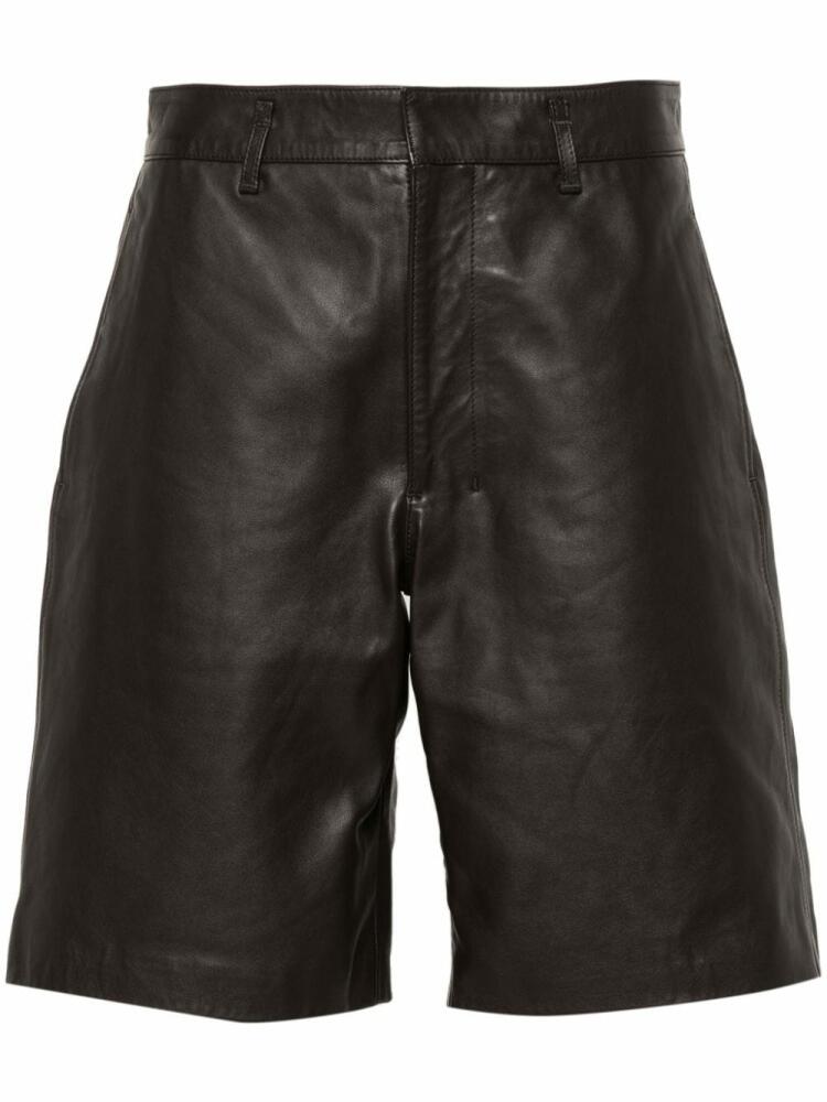 LEMAIRE leather knee shorts - Brown Cover