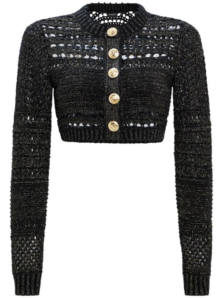 Retrofete Nico crochet-knit cropped cardigan - Black Cover