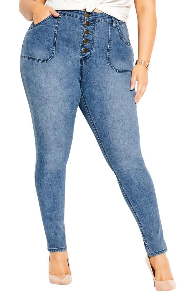 City Chic Strut it Out High Waist Ankle Skinny Jeans in Light Wash Cover